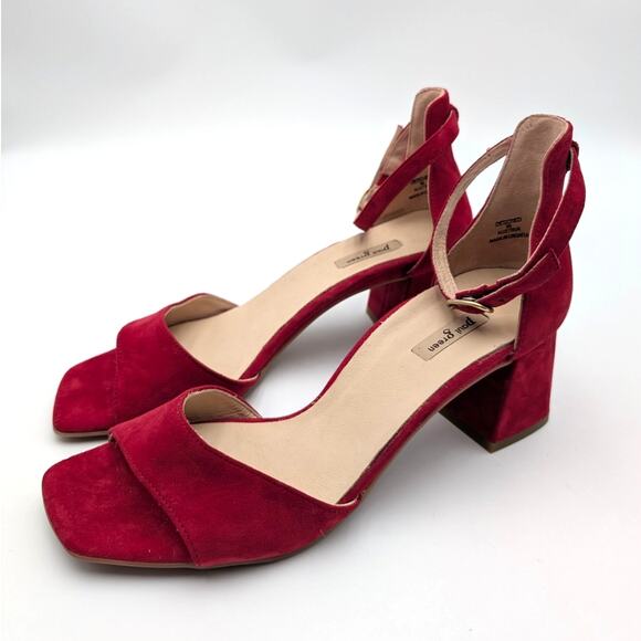 Paul Green Barbee Ankle Strap Heel Sandal Womens Chili Suede Size US9.5/UK7 - Picture 1 of 11